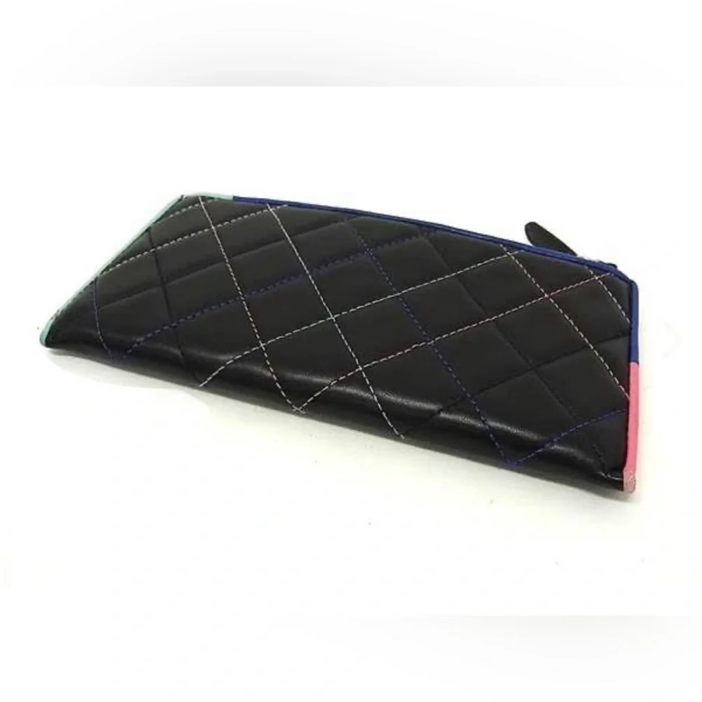 CHANEL Coco Mark Matelassé Lambskin Long Wallet Card Holder